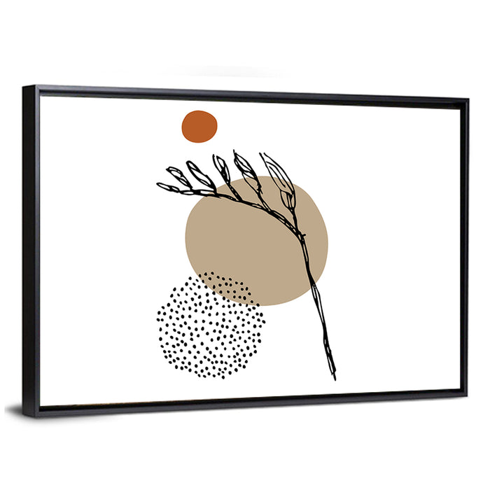 Terracotta Botanical Abstract Wall Art as a framed canvas