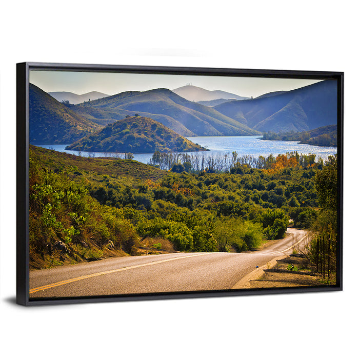 Lake Hodges Roadside Vista Wall Art as a framed canvas
