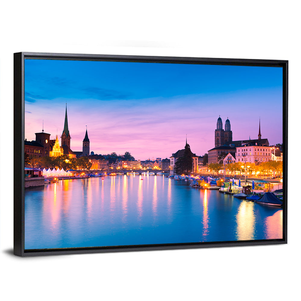 Zurich Blue Hour Over the Limmat Wall Art