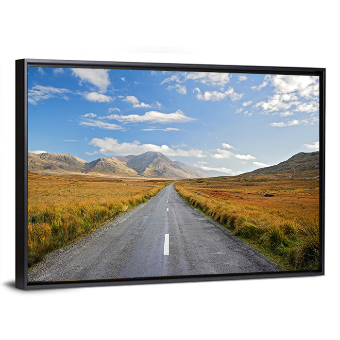 Autumn Mountain Road Wall Art as a framed canvas