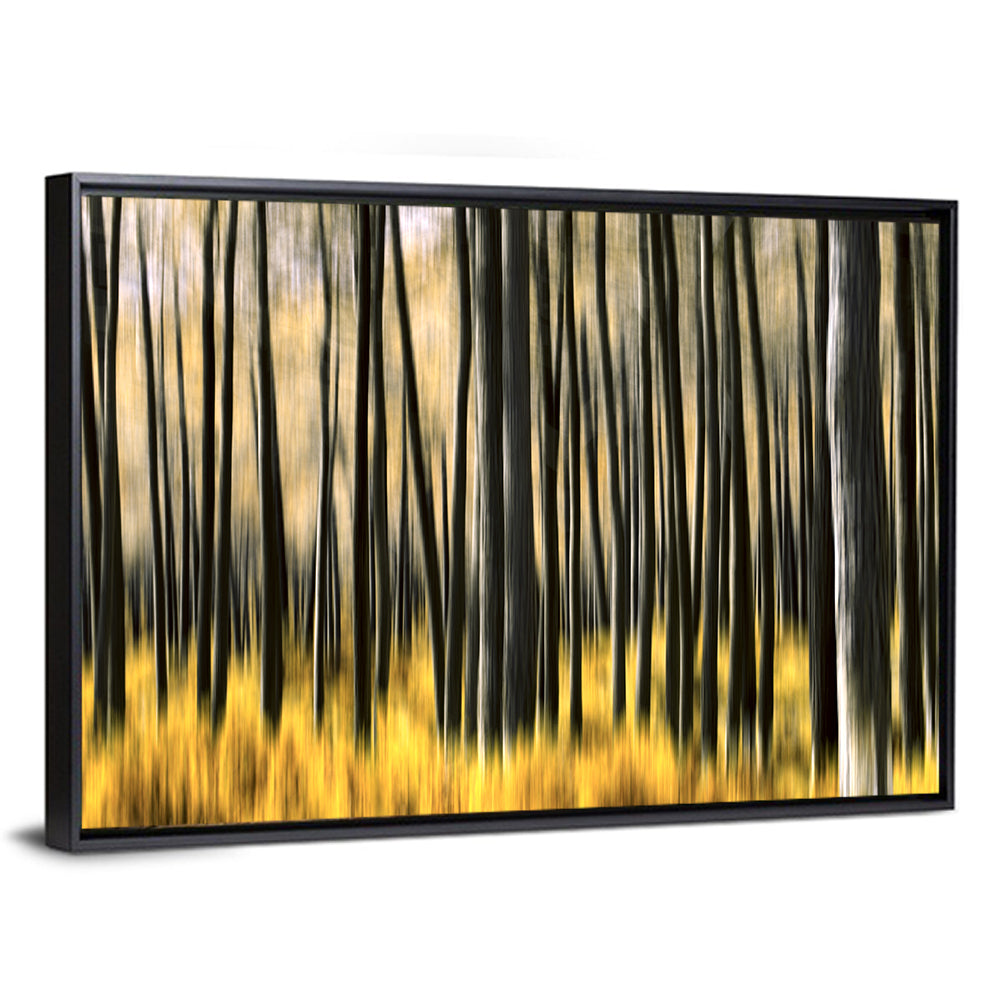 Golden Abstract Forest Wall Art