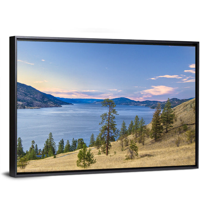 Blue Lake Okanagan Wall Art as a framed canvas