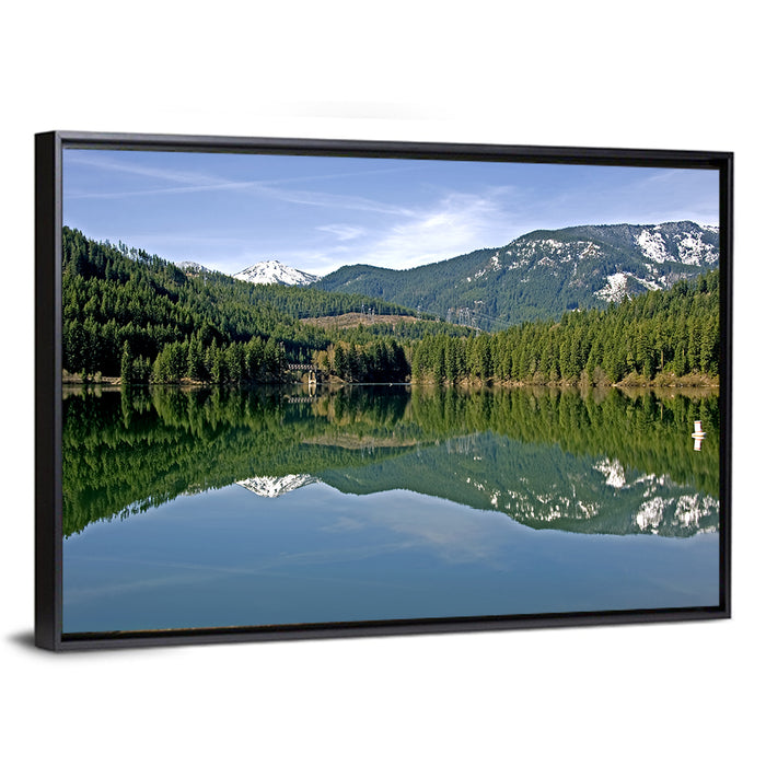 Lake Crescent Reflection Wall Art as a framed canvas