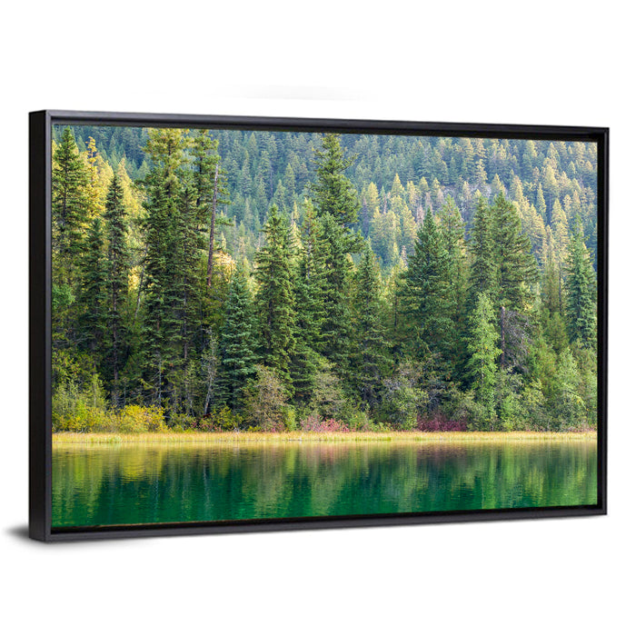 Tranquil Forest Lake Wall Art as a framed canvas