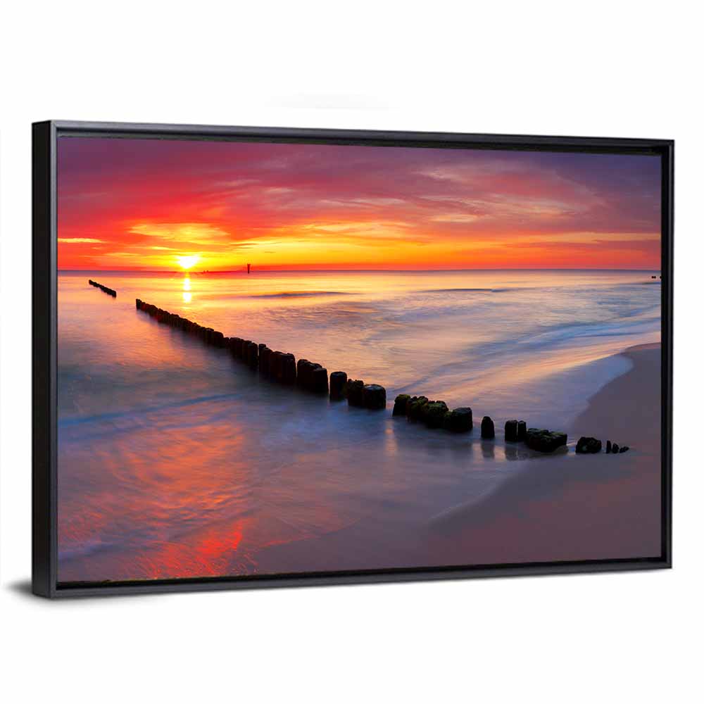 Sunrise Over Baltic Breakwater Wall Art