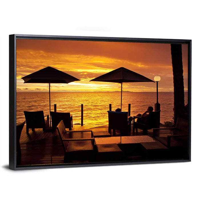 Denarau Island Sunset Patio Scene Wall Art as a framed canvas