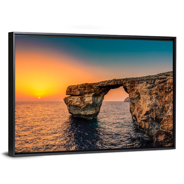 Azure Window Sunset, Dwejra Wall Art as a framed canvas