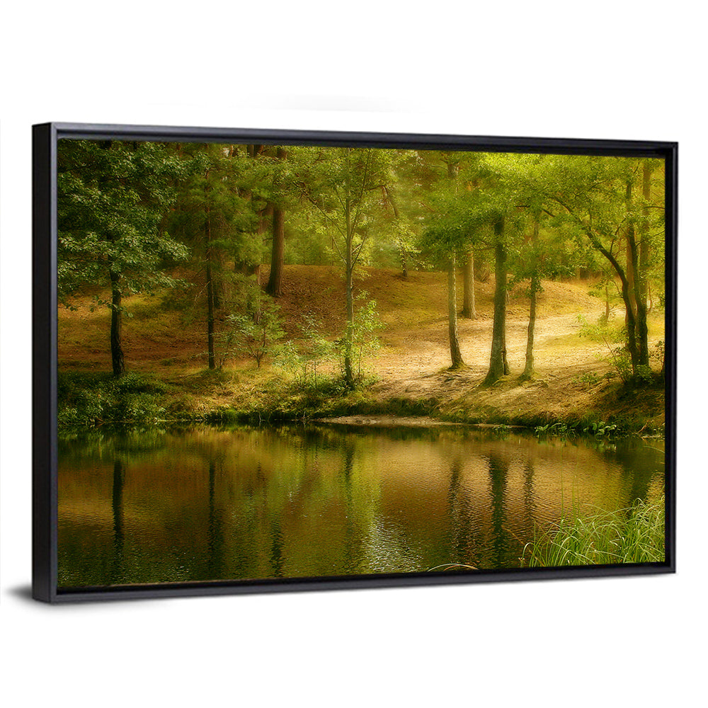 Forest Pond at Golden Hour Wall Art