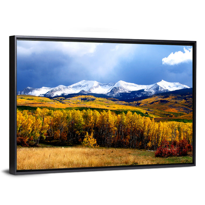 Crested Butte Autumn Mountains Wall Art as a framed canvas