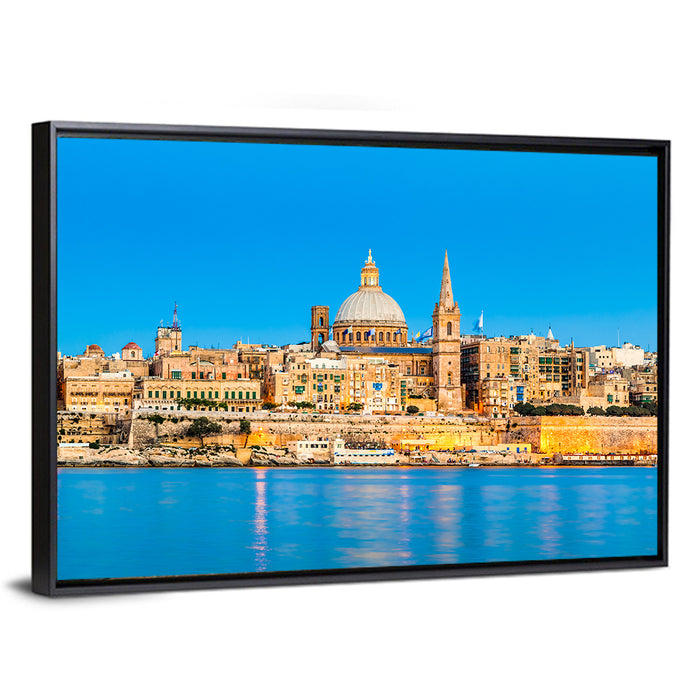 Valletta Waterfront Skyline Wall Art as a framed canvas