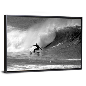 Surfing On Large Wave Wall Art