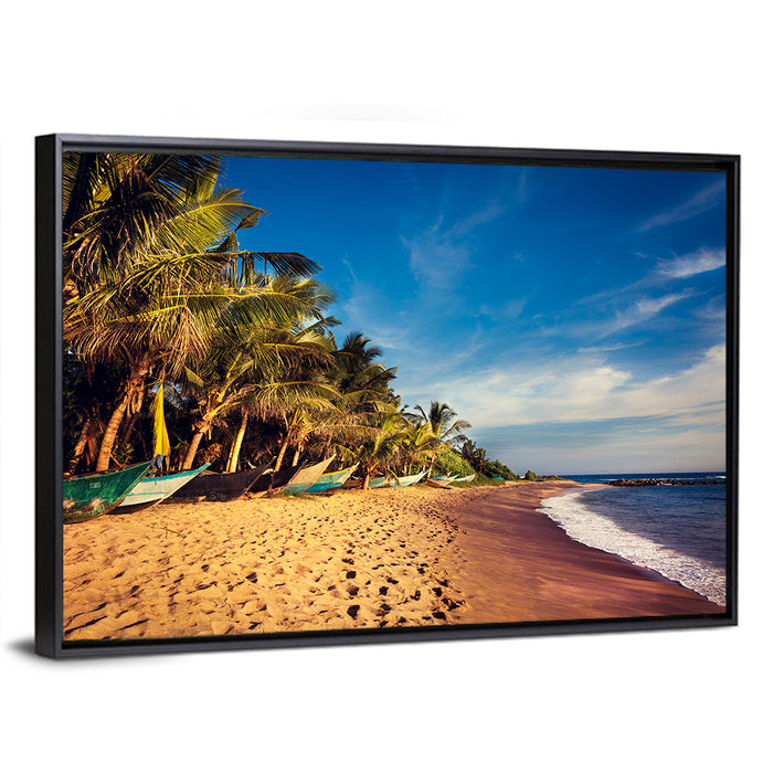 Mirissa Beach Morning Light Wall Art as a framed canvas