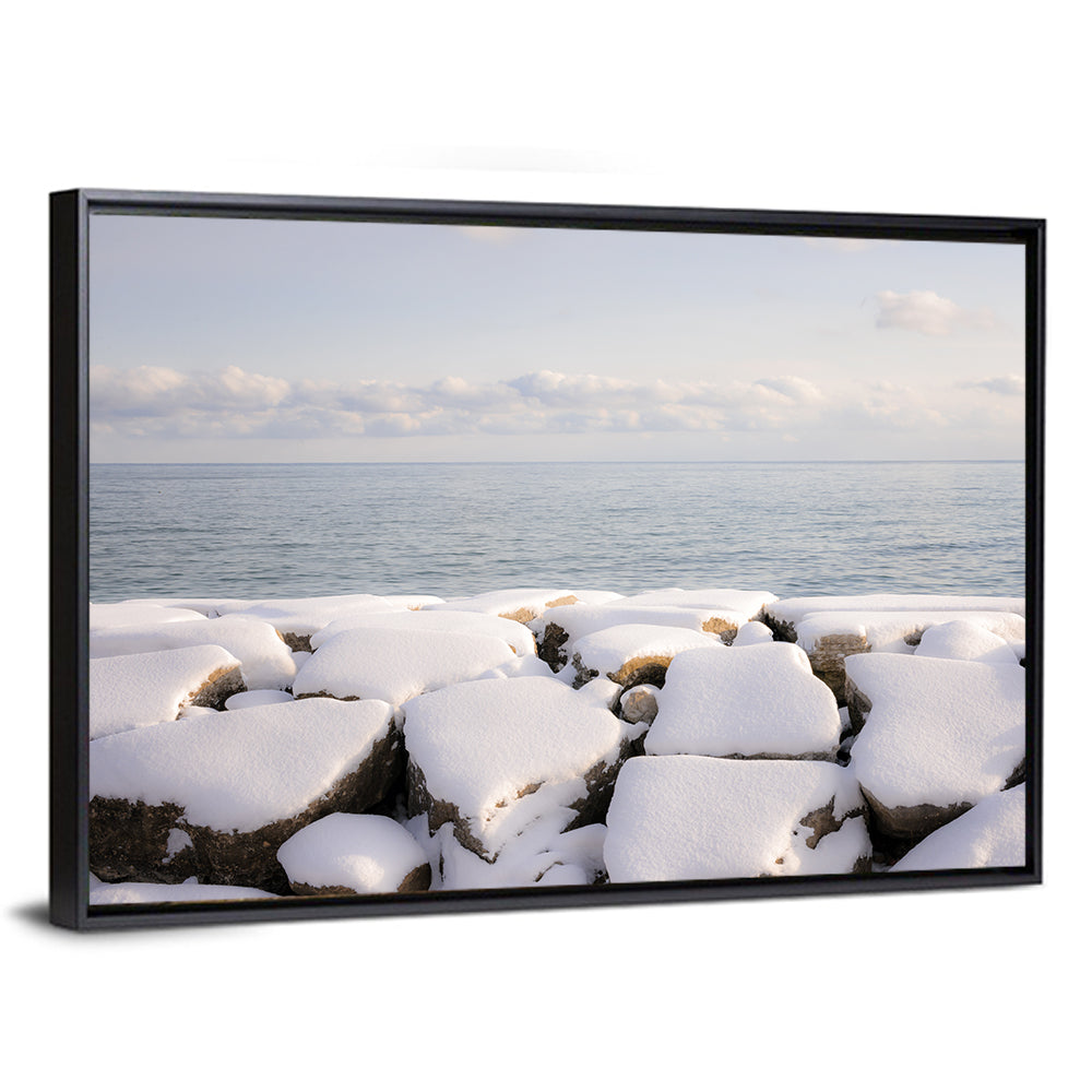 Lake Ontario Snowy Rocks Wall Art