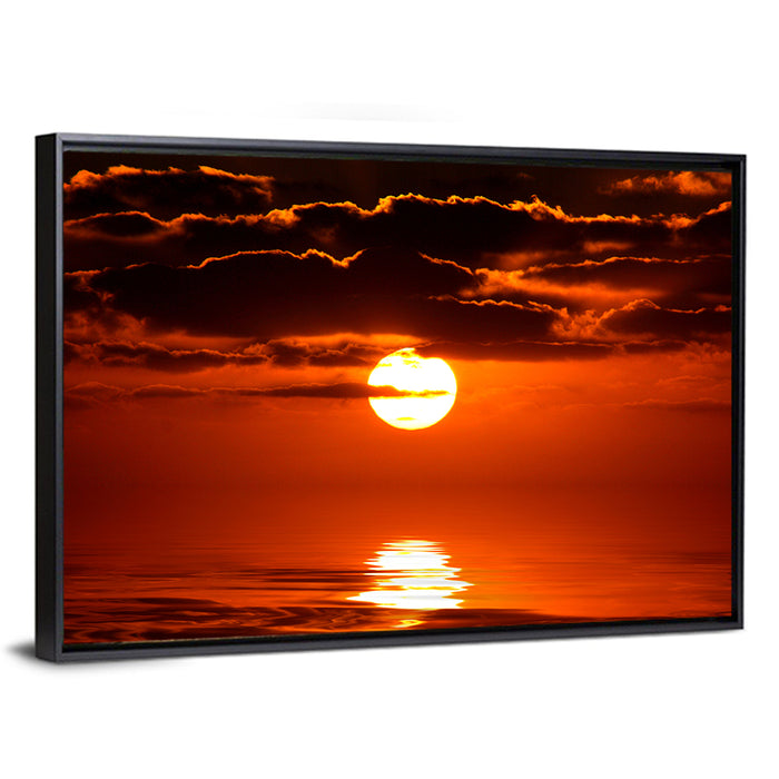 Caribbean Coast Sunset Wall Art as a framed canvas