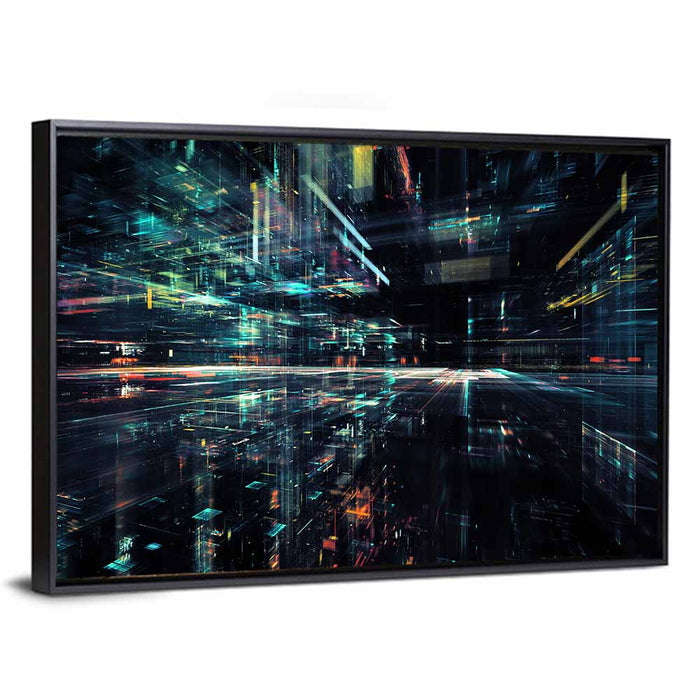Digital Speed Corridor Wall Art as a framed canvas