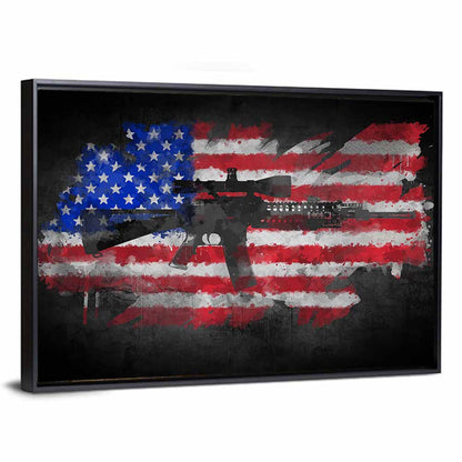M16 on American Flag Wall Art