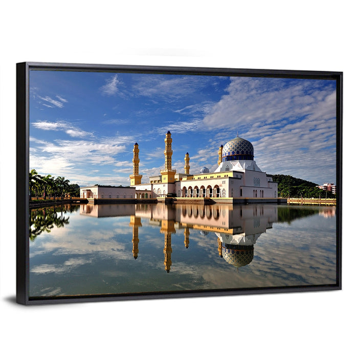 Kota Kinabalu City Mosque Wall Art as a framed canvas