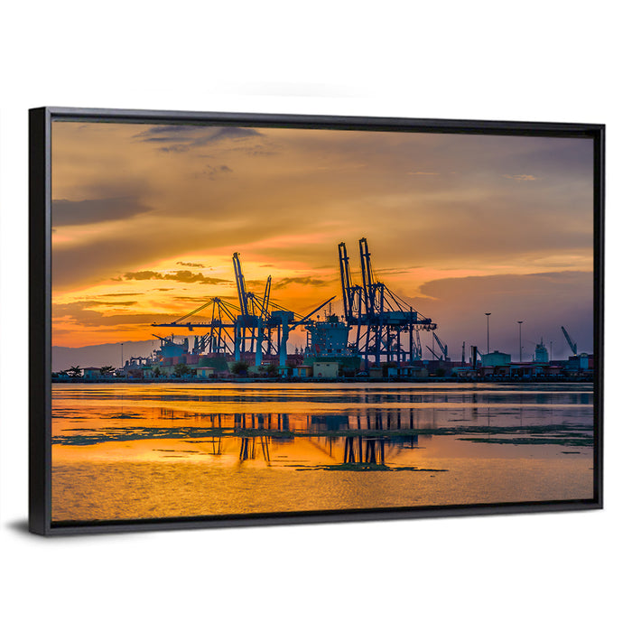 Djibouti Harbor at Sunset Wall Art as a framed canvas
