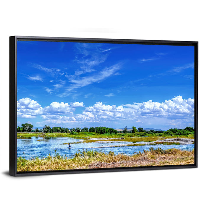 Snake River Fly Fishing, Idaho Wall Art as a framed canvas