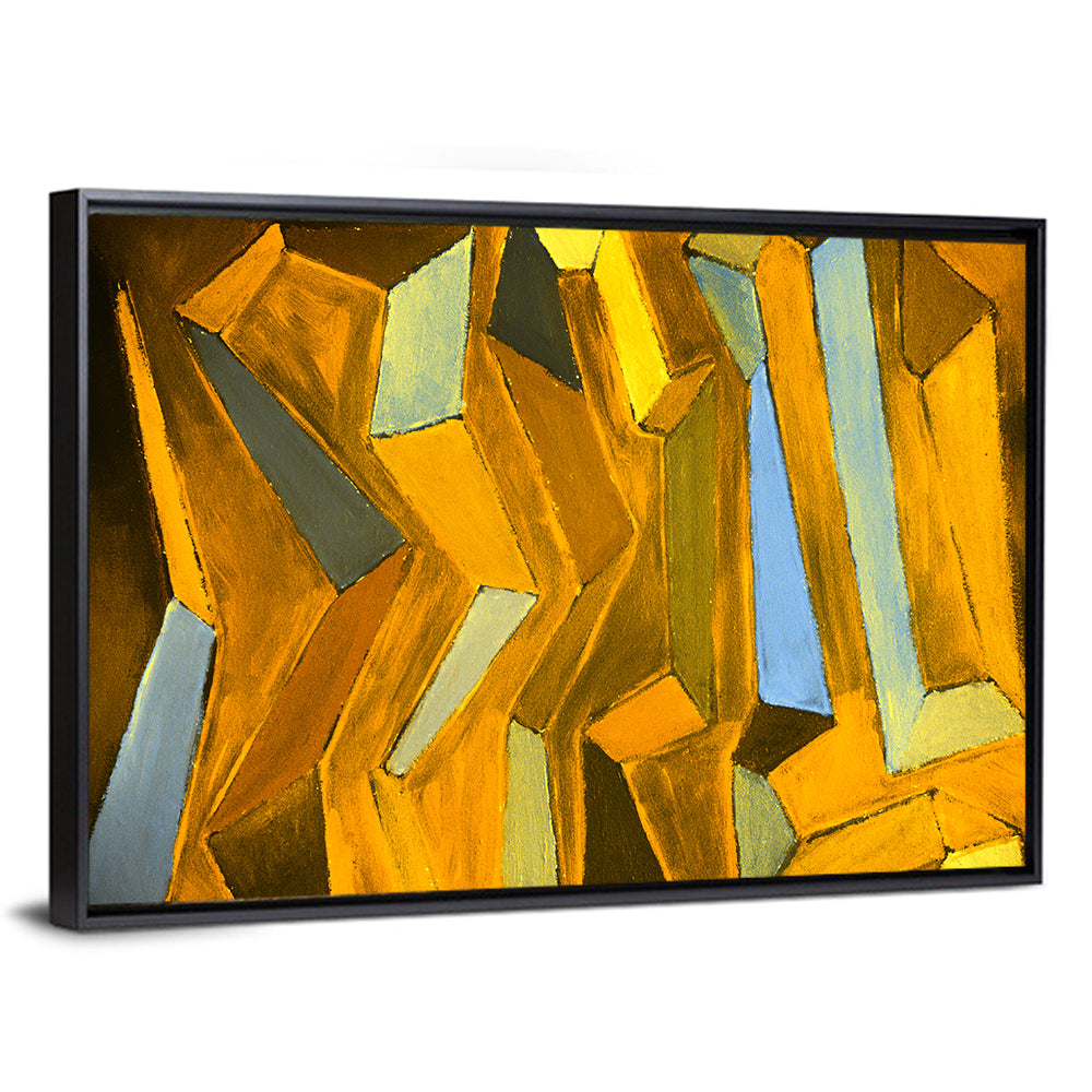Golden Blocks Abstract Wall Art