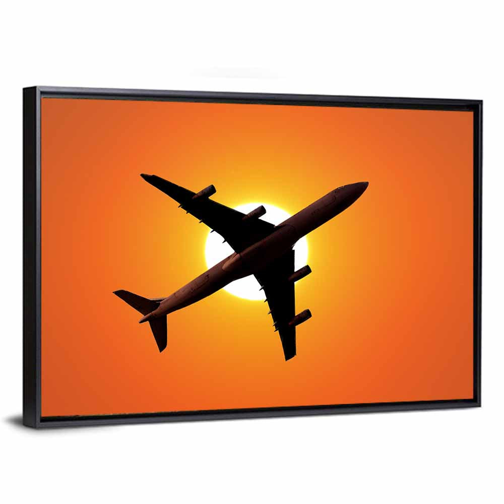 Sunrise Airplane Silhouette Wall Art