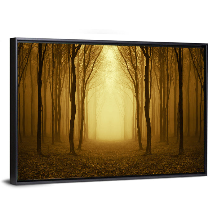 Lonely Forest Path Wall Art as a framed canvas