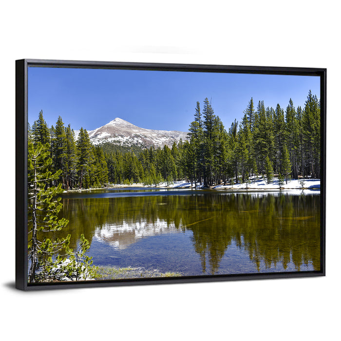 Yosemite Mountain Reflection Wall Art as a framed canvas