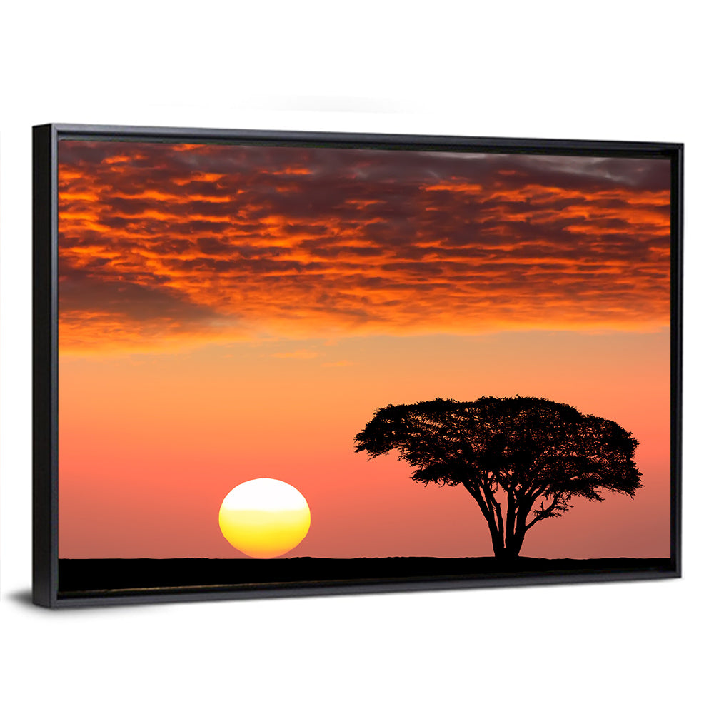 Serengeti Sunset Silhouette Wall Art