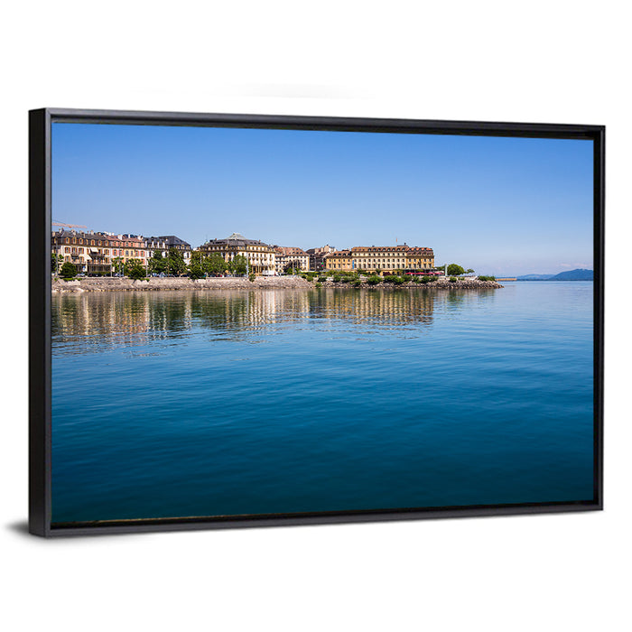 Tranquil Lake Neuchatel Wall Art as a framed canvas