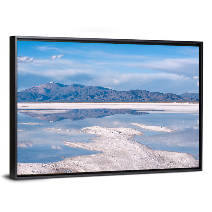 Salinas Grandes Salt Flats Wall Art as a framed canvas