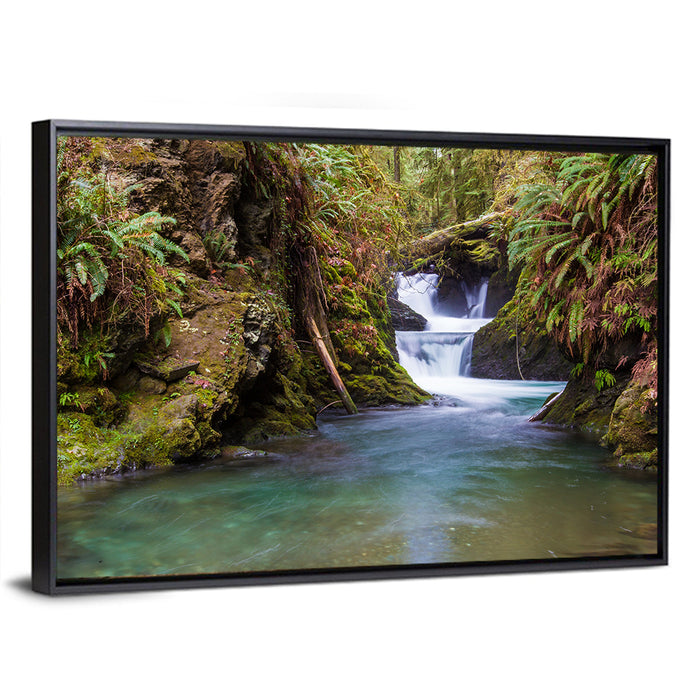 Willaby Creek Waterfall Wall Art as a framed canvas