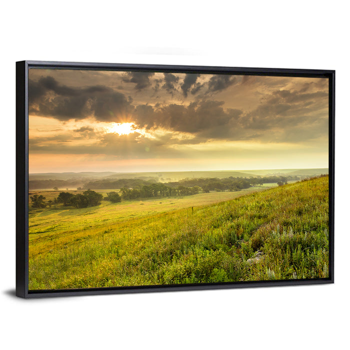 Kansas Tallgrass Prairie Wall Art as a framed canvas