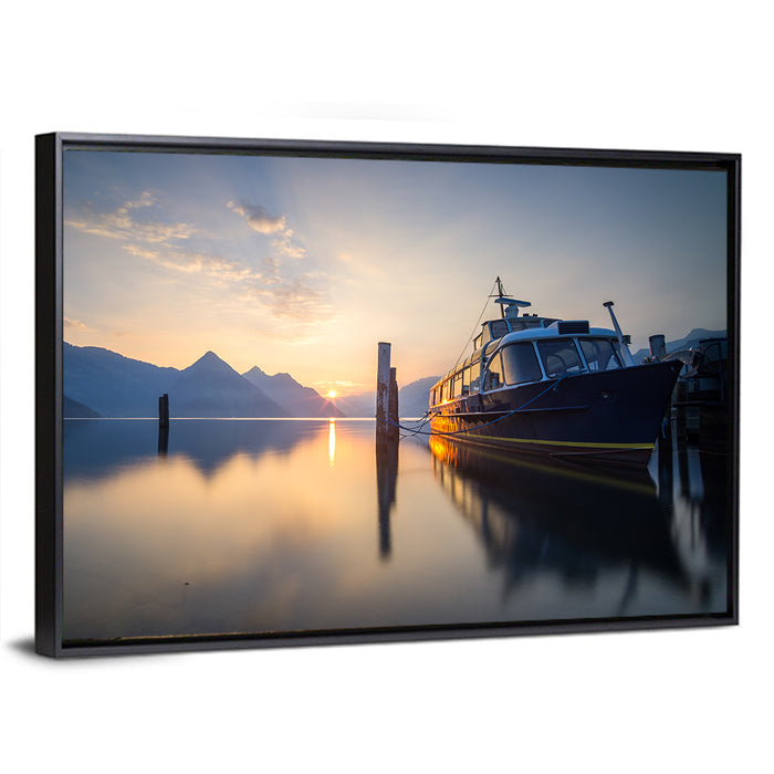 Lake Lucerne Sunset Wall Art as a framed canvas