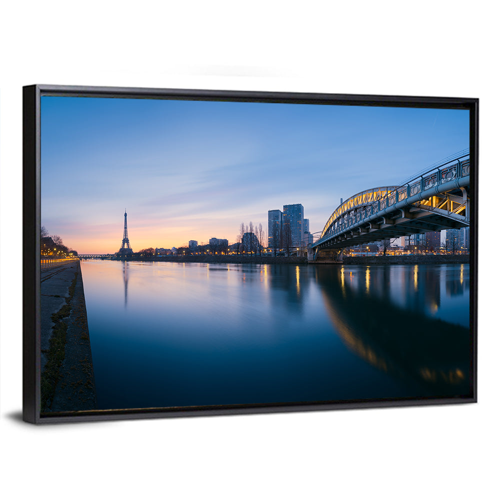 Eiffel Tower Golden Hour Reflection Wall Art