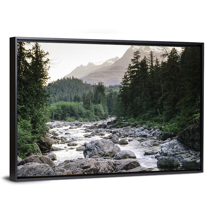 Snake River Mountain View Wall Art as a framed canvas