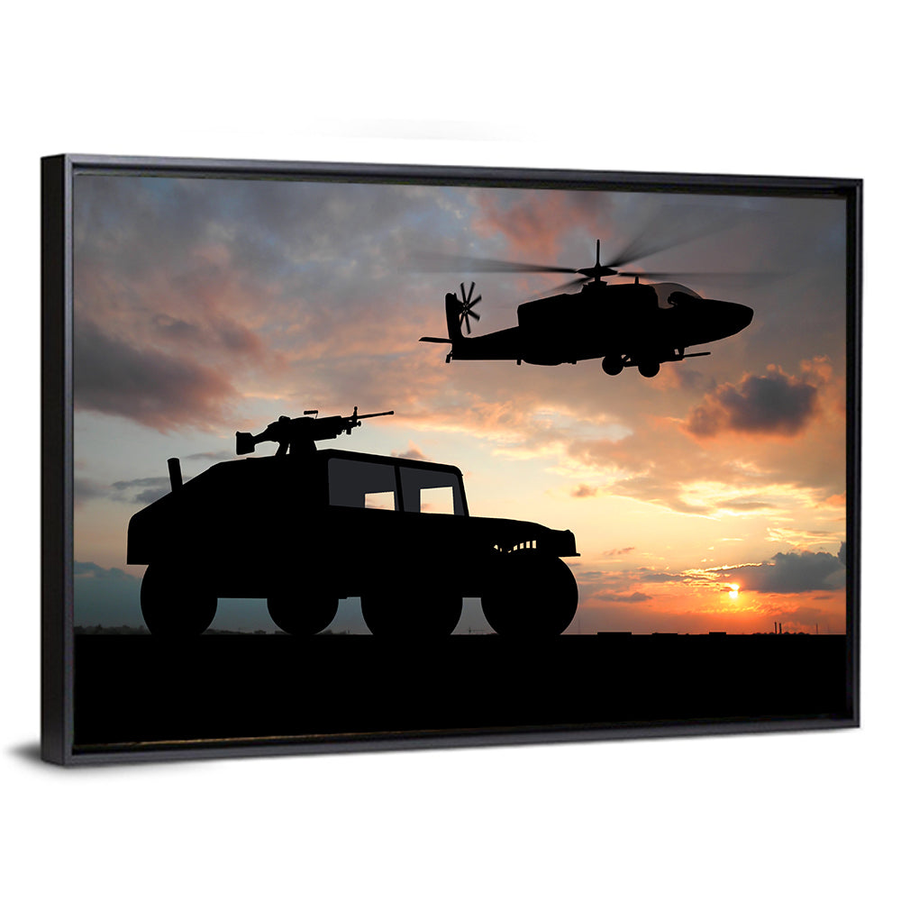 Military Helicopter and Truck Wall Art