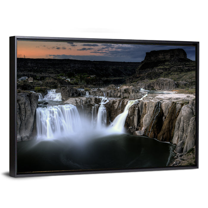 Shoshone Falls at Dusk Wall Art as a framed canvas