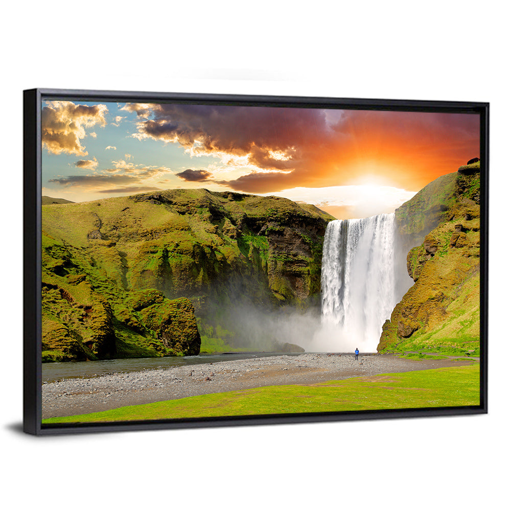 Skógafoss at Sunset Wall Art