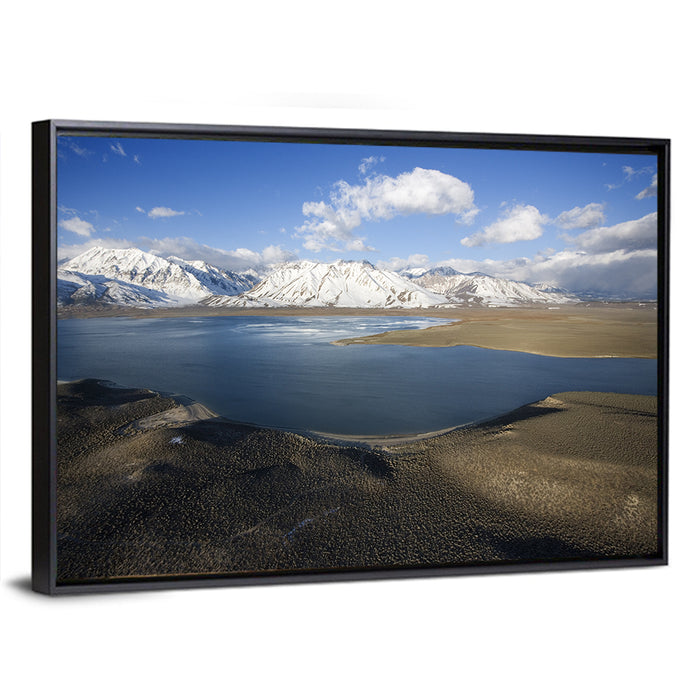Lake Crowley Aerial View Wall Art as a framed canvas