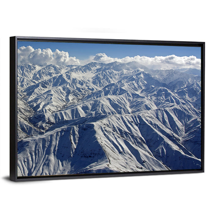 Snow-capped Afghan Mountains Wall Art as a framed canvas