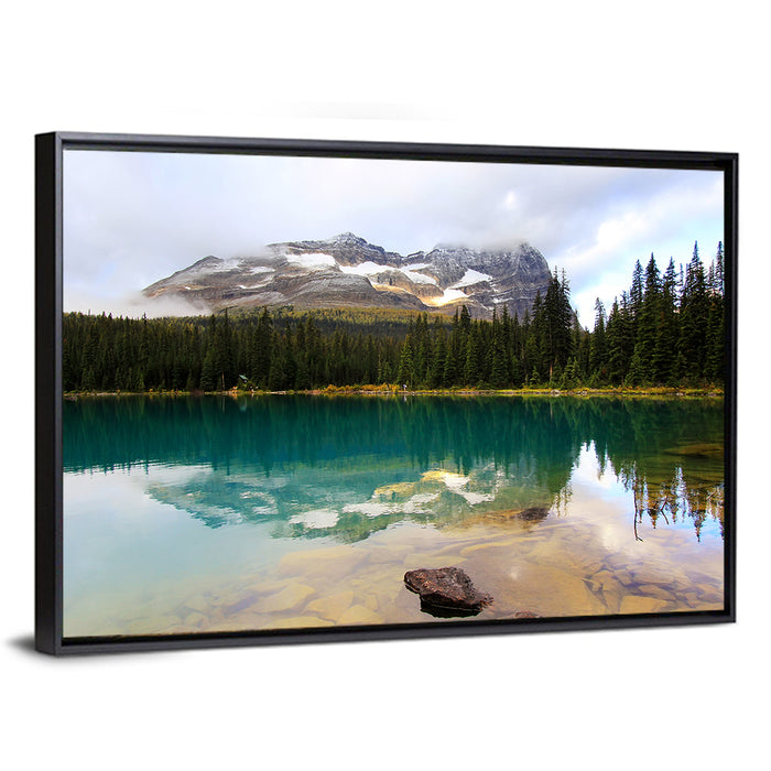 Lake O Hara Mountain Reflection Wall Art as a framed canvas