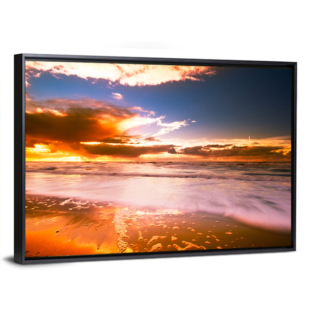 Golden Hour Beach Sunset Wall Art