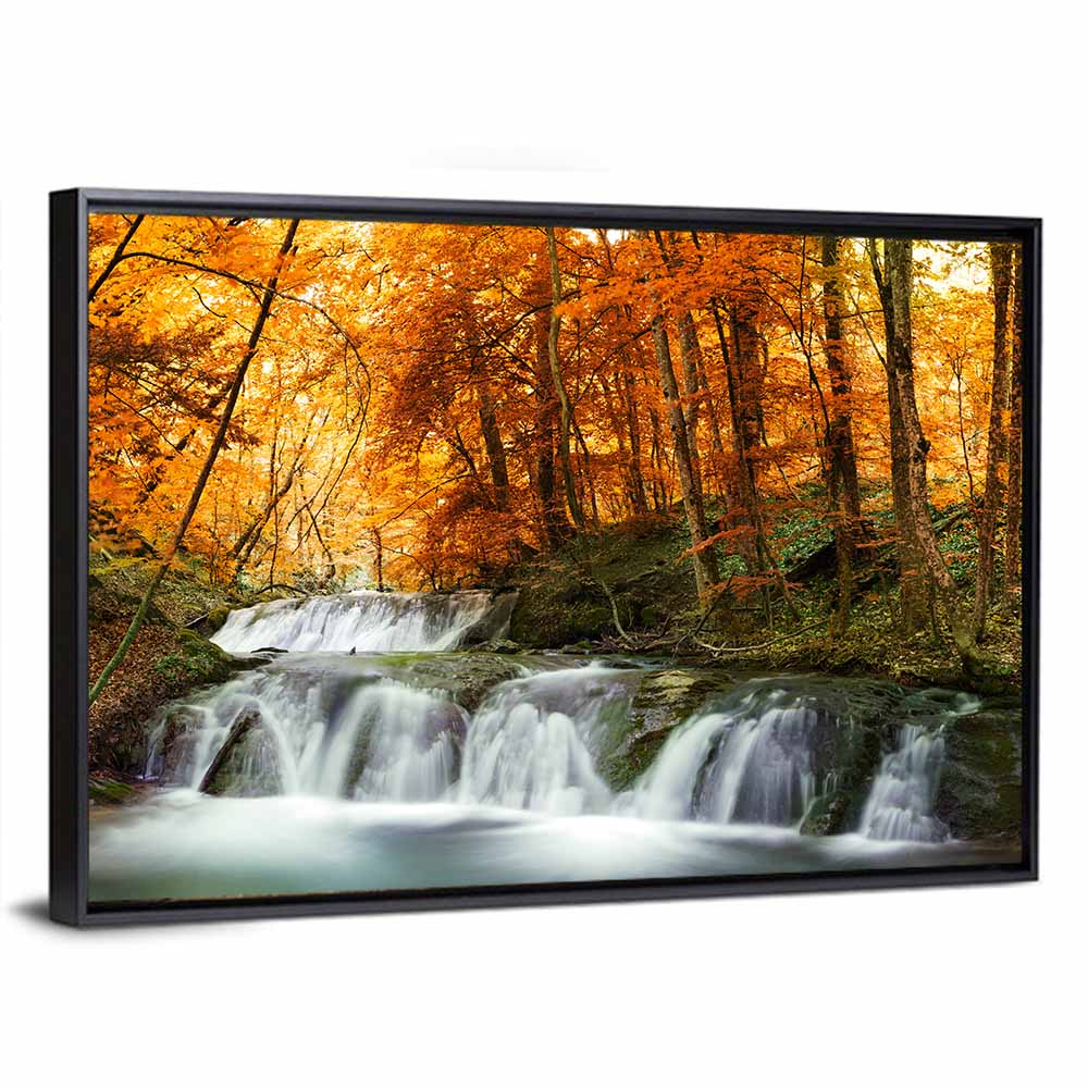 Autumn Forest Waterfall Wall Art