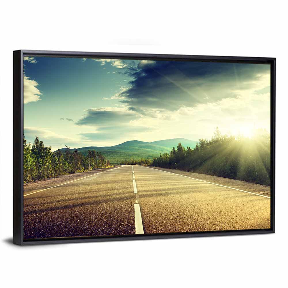 Sunlit Asphalt Road Wall Art