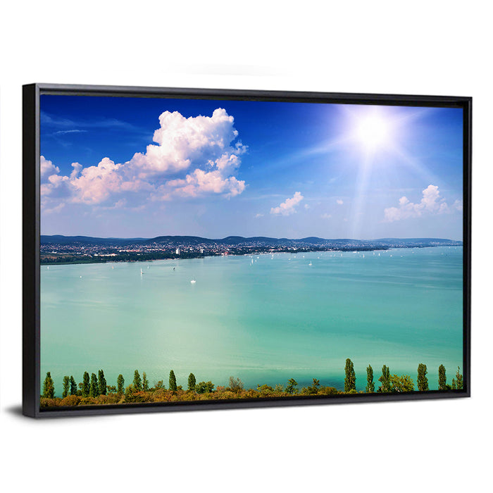 Tihany View Lake Balaton Wall Art as a framed canvas
