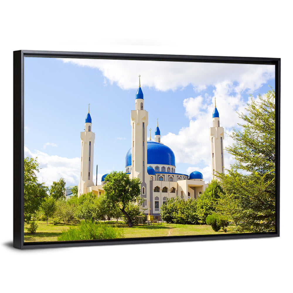 Blue Domed Mosque with Golden Minarets Wall Art