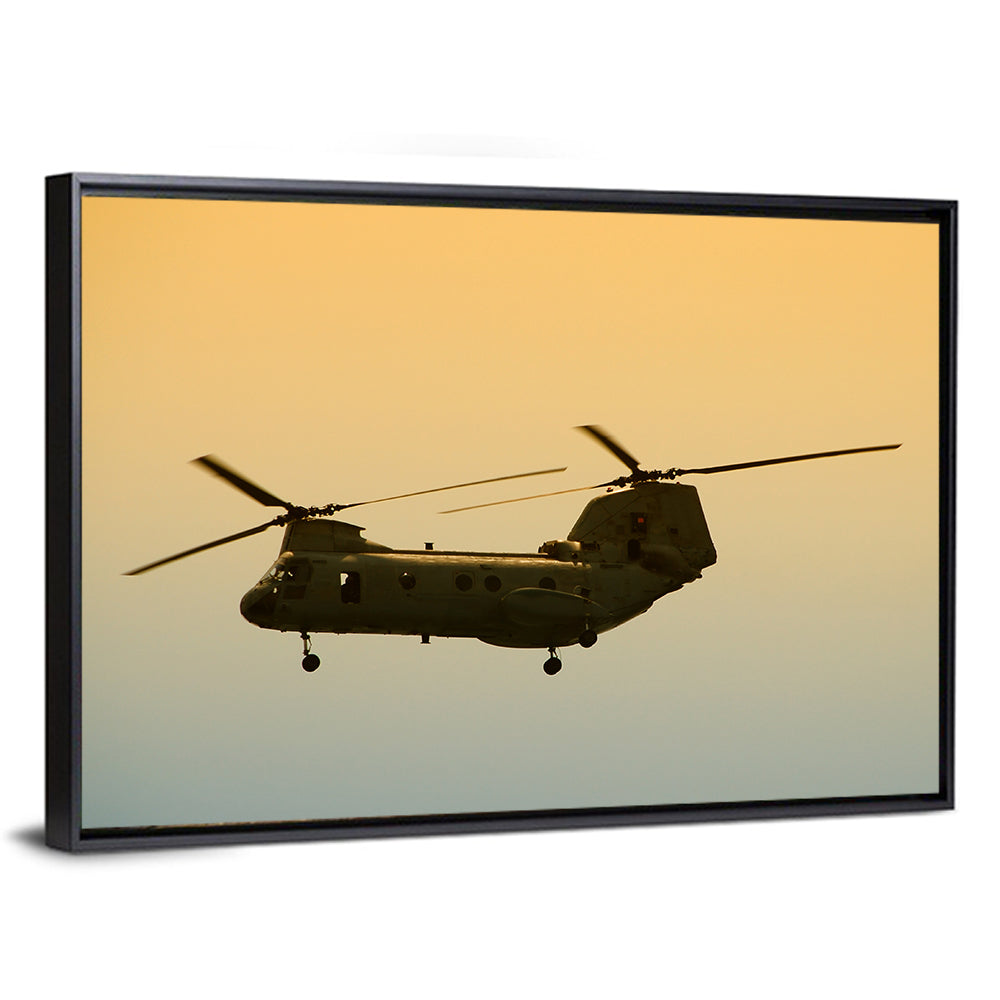 US Apache Helicopter Dawn Profile Wall Art