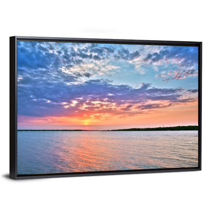 Cloudy Lake Sunset Wall Art