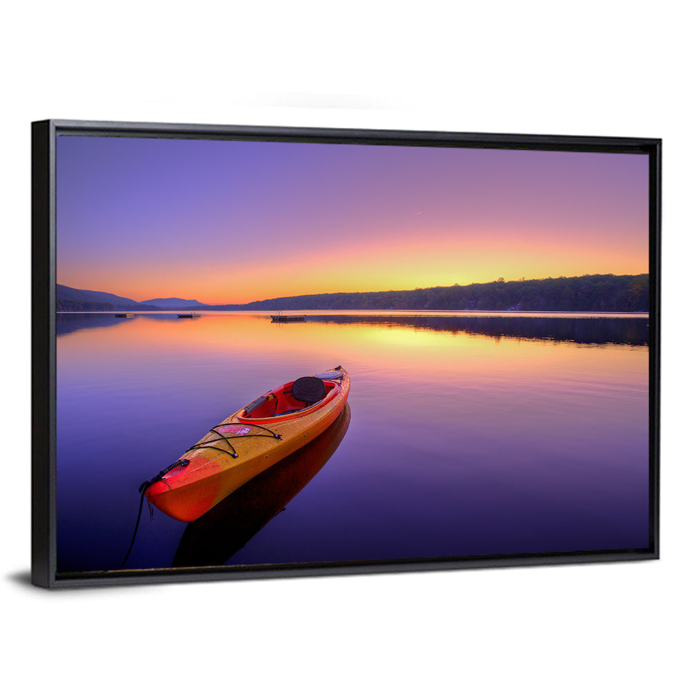 Bright Orange Kayak at Sunset Wall Art