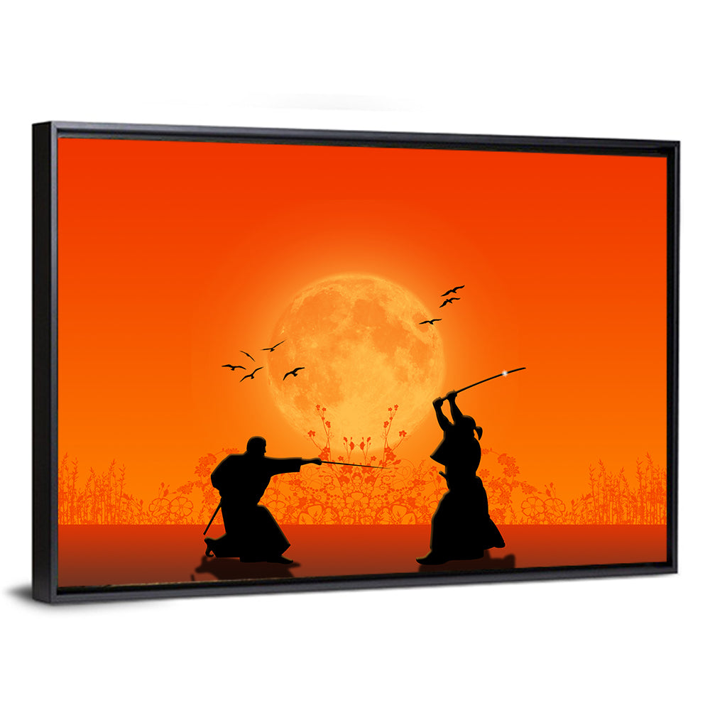 Moonlit Samurai Duel Wall Art